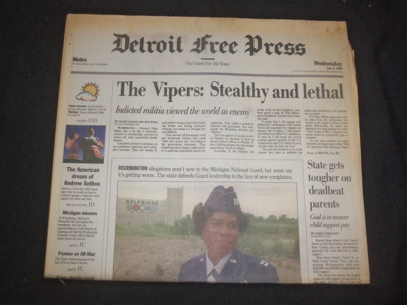 1996 JULY 3 DETROIT FREE PRESS NEWSPAPER - VIPERS: STEALTHY AND LETHAL - NP 7620