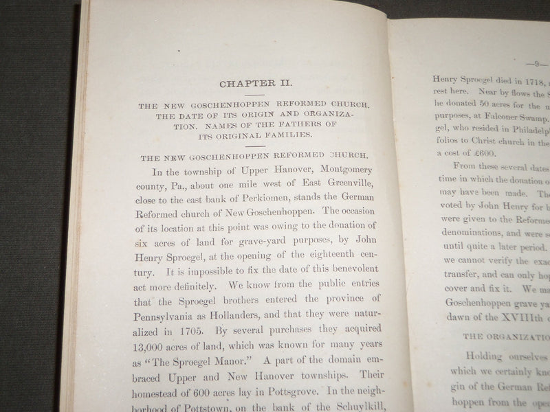 1882 A MONOGRAPH OF THE NEW GOSCHENHOPPEN AND GREAT SWAMP BOOK - KD 4945