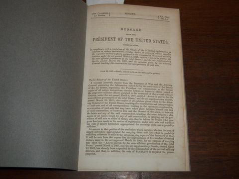 1867 JULY 15 PRESIDENT ANDREW JOHNSON MESSAGE BOOKLET - K 1163