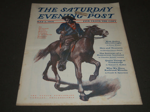 1902 MAY 3 THE SATURDAY EVENING POST MAGAZINE - ILLUSTRATED COVER- SP 1040