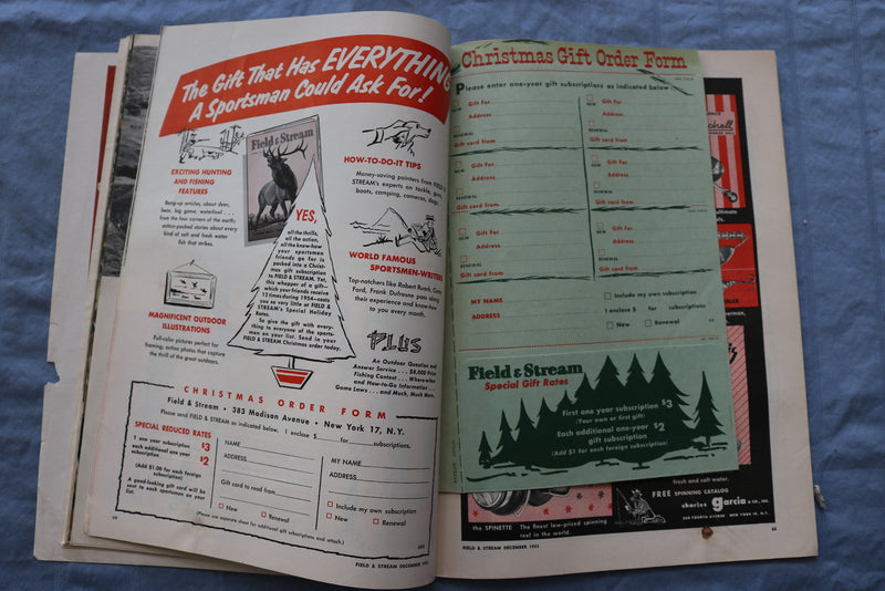 1953 DECEMBER FIELD & STREAM MAGAZINE - DEER-BEAR-BASS-QUAIL-SALMON - ST 1001E