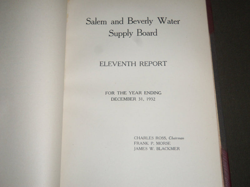 1931-1934 SALEM & BEVERLY WATER SUPPLY BOARD REPORTS 10-13 BOOK - KD 4158