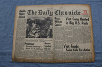 1966 FEB 22 THE DAILY CHRONICLE NEWSPAPER - VIET CONG HUNTED, U.S. PUSH- NP 8498