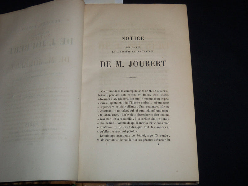 1842 PENSEES ESSAIS ET MAXIMES DE JOUBERT FRENCH VOLUME - PART 1 & 2- KD 4815C