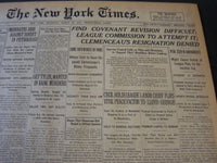 1919 MARCH 20 NEW YORK TIMES - CLEMENCEAU'S RESIGNATION DENIED - NT 6204