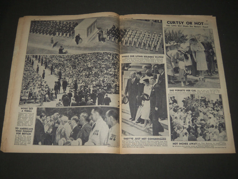 1939 JUNE 10 NEW YORK DAILY NEWS - KING AND QUEEN ON WAY TO N. Y. - NP 2908