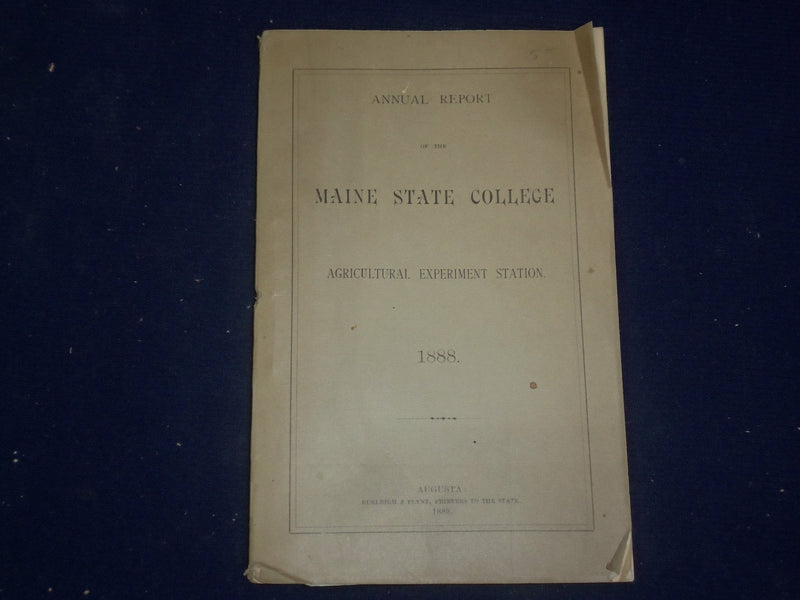 1888 MAINE STATE COLLEGE ANNUAL REPORT - PART II - J 4449