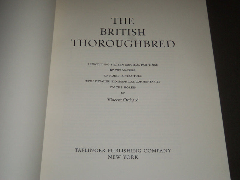 1966 THE BRITISH THOROUGHBRED 1700-1850 BY VINCENT ORCHARD BOOK - I 1254