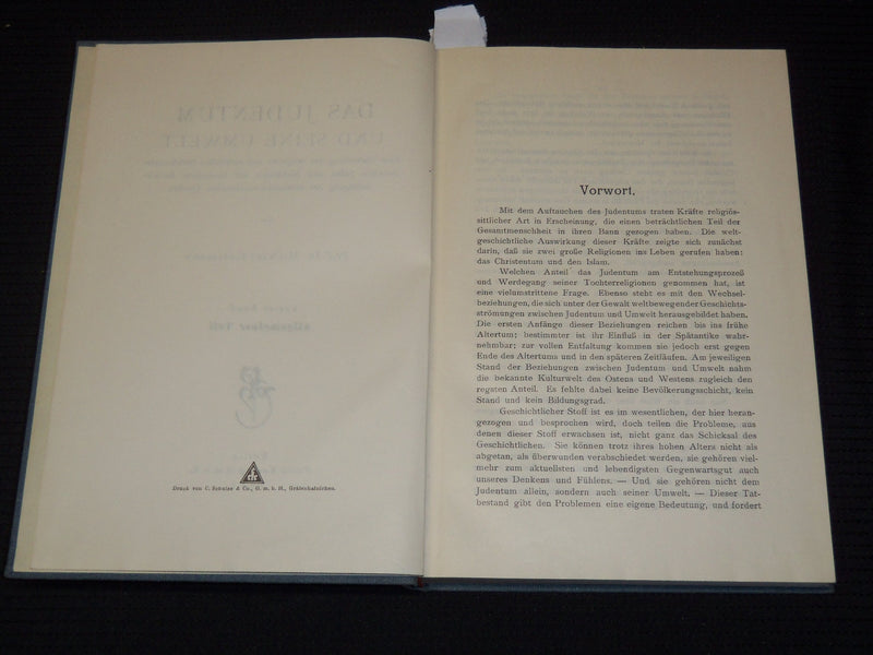 1927 DAS JUDENTUM UND SEINE UMWELT BOOK BY MICHAEL GUTTMANN - KD 5634G