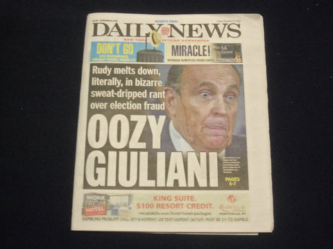 2020 NOVEMBER 20 NEW YORK DAILY NEWS NEWSPAPER - RUDY GIULIANI SWEAT-DRIP RANT