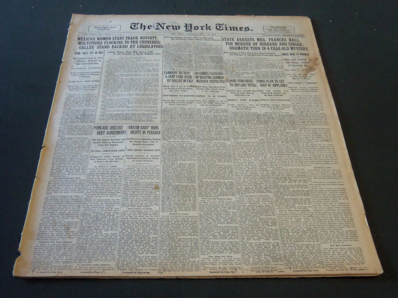 1926 JULY 29 NEW YORK TIMES - STATE ARRESTS FRANCES HALL FOR MURDER - NT 6596