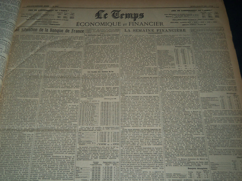 1926 JULY-SEPTEMBER LE TEMPS FRENCH NEWSPAPER BOUND VOLUME - VB 16