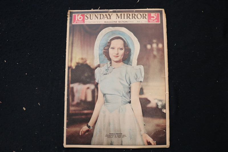 1938 MAY 1 NY SUNDAY MIRROR MAGAZINE - MERLE OBERON COVER - E 26181