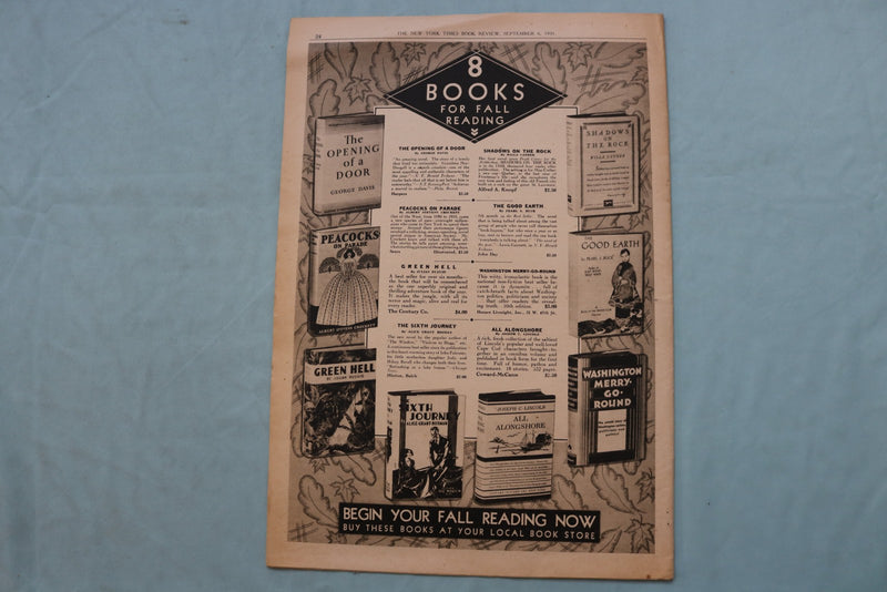 1931 SEP 6 NEW YORK TIMES BOOK REVIEW SECTION -CONQUEST OF THE PRAIRIES- NP 9159