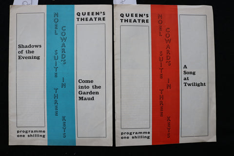 1966 QUEEN'S THEATRE PROGRAMS - NOEL COWARD - LILLI PALMER - LOT OF 2 - K 2379