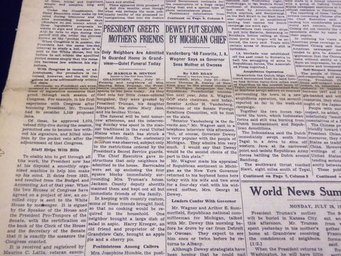 1947 JULY 28 NEW YORK TIMES - PRESIDENT GREETS MOTHER'S FRIENDS - NT 3411