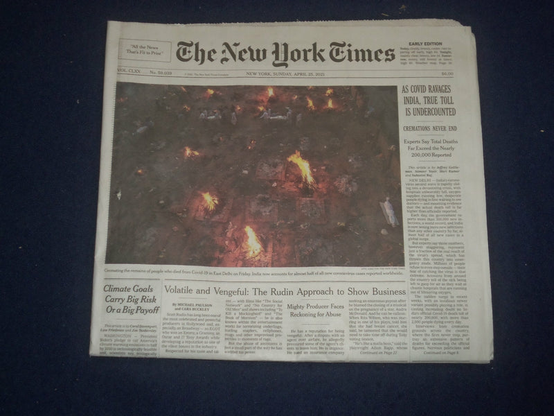 2021 APRIL 25 NEW YORK TIMES - AS VIRUS RAVAGES INDIA, TRUE TOLL IS UNDERCOUNTED