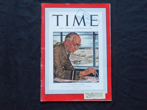 1941 OCTOBER 20 TIME MAGAZINE - AIR MARSHAL SIR FREDERICK BOWHILL - T 786
