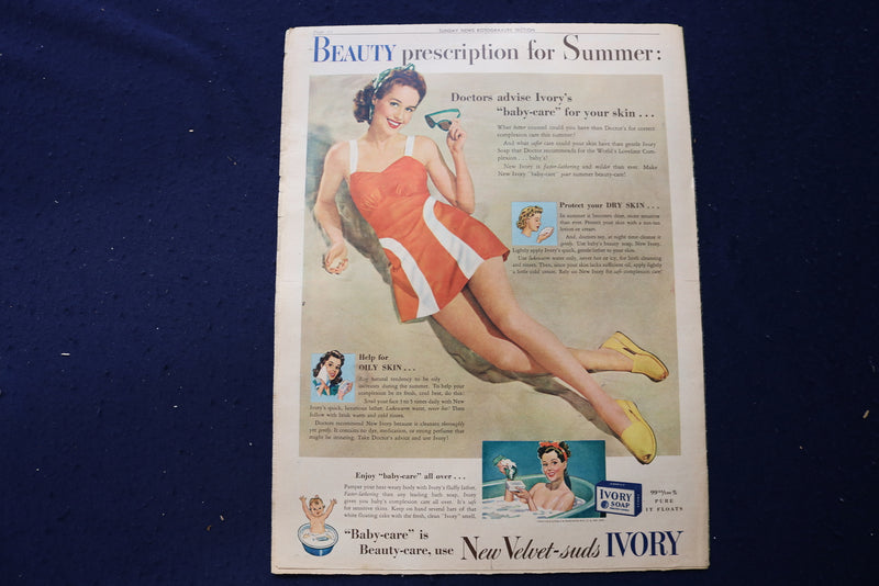 1942 JUNE 21 SUNDAY NEWS PICTURE - ILKA CHASE - MOVIE STARS - BASEBALL - E 22735