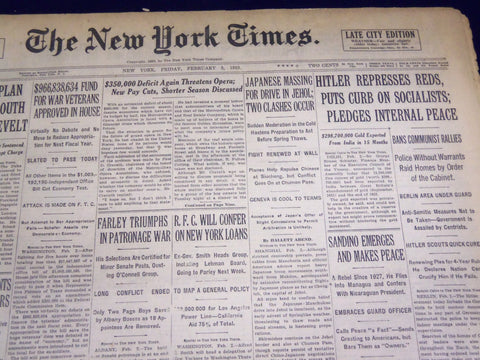 1933 FEBRUARY 3 NEW YORK TIMES - HITLER REPRESSES REDS - NT 4167