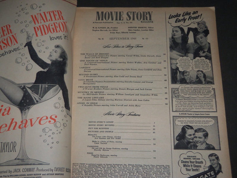 1948 SEPTEMBER MOVIE STORY MAGAZINE - LINDA DARNELL & CORNEL WILDE COVER - M 72