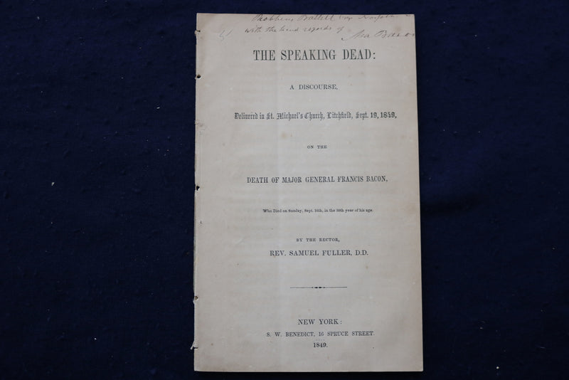 1849 DEATH OF MAJOR GENERAL FRANCIS BACON SOFTCOVER BOOKLET - K 927