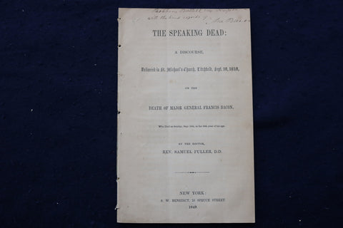 1849 DEATH OF MAJOR GENERAL FRANCIS BACON SOFTCOVER BOOKLET - K 927