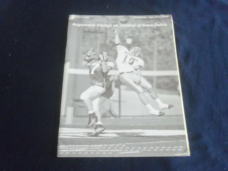 2005 SEP 3 FOOTBALL PROGRAM - AUGUSTANA UNIV VS CENTRAL OF IOWA DUTCH - SP 1216I