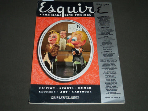 1940 FEB ESQUIRE MAGAZINE - GEORGE PETTY ILLUSTRATION - COVER AND ADS - ST 5058