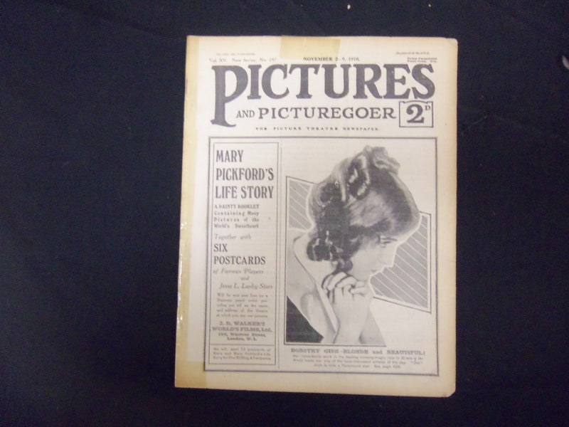 1918 NOVEMBER 2-9 PICTURES AND PICTUREGOER MAGAZINE - DOROTHY GISH - ST 2462