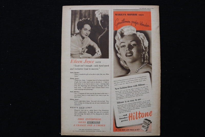 1953 AUG 8 PICTUREGOER MAGAZINE - GABY BRUYERE & RONALD SHINER COVER - E 26004