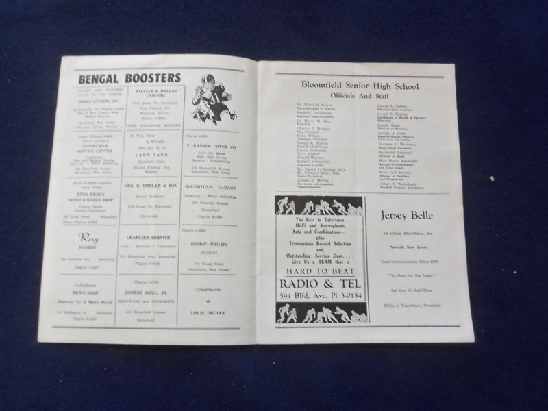 1960 OCT 1 HIGH SCHOOL FOOTBALL PROGRAM - BLOOMFIELD HS VS. BELLEVILLE - J 8448
