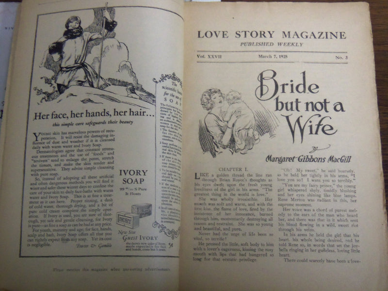 1925 MARCH 7 LOVE STORY MAGAZINE ILLUSTRATED - AMID SCARLET ROSES - K 1133