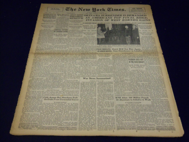 1945 JUNE 12 NEW YORK TIMES - OKINAWA SURRENDER IS DEMANDED - NT 563