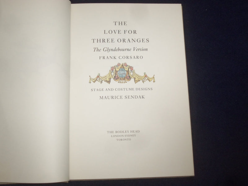 1988 THE LOVE FOR THREE ORANGES HARDCOVER BOOK BY FRANK CORSARO - KD 9148