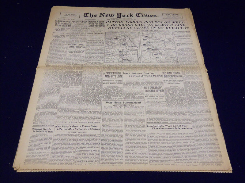 1944 NOVEMBER 10 NEW YORK TIMES - PATTON PINCERS ON METZ - NT 3332