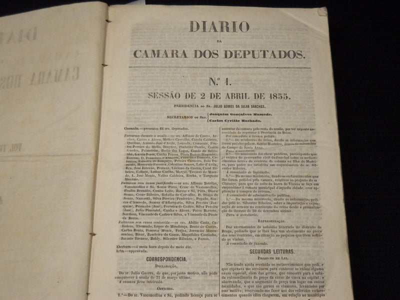 1855 APRIL-MAY DIARIO DA CAMARA DOS DEPUTADOS BOUND VOLUME - LISBOA - KD 2016I