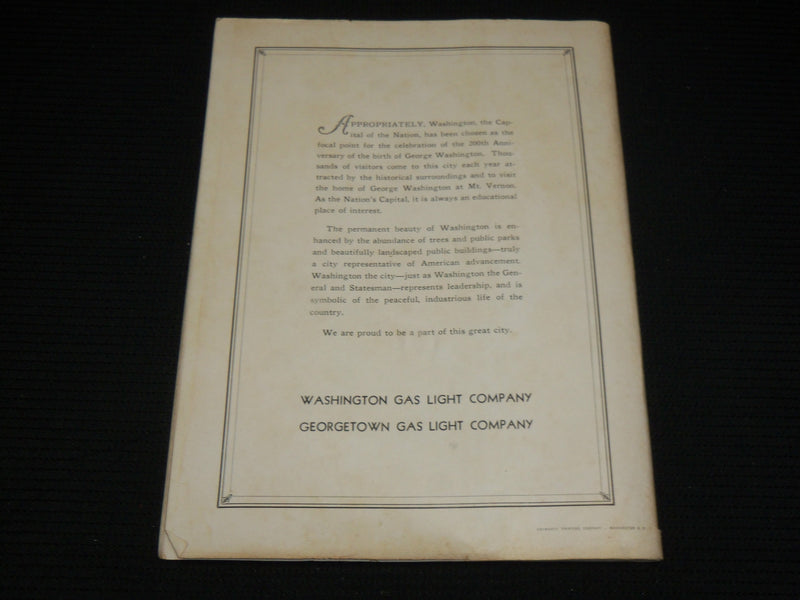 1932 GREATER WASHINGTON BICENTENNIAL NUMBER MAGAZINE - NICE PHOTOS - J 6948