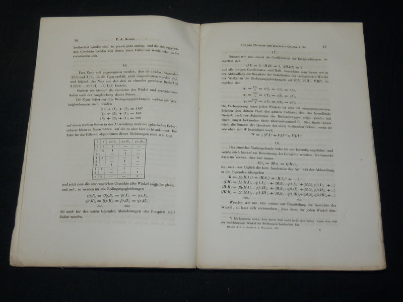 1868 FORTGESETZTE GEODATISCHE UNTERSUCHUNGEN GERMAN BOOK BY P. A HANSEN - J 5893