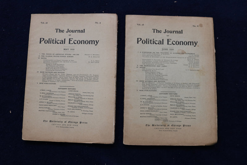 1909-1910 THE JOURNAL OF POLITICAL ECONOMY MAGAZINE - LOT OF 10 - O 3419