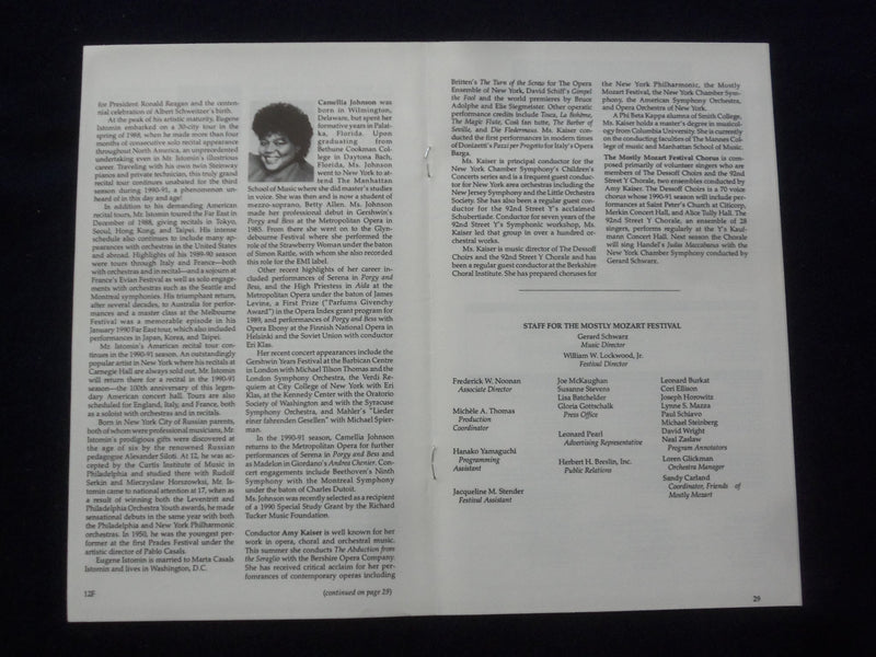 1990 AUGUST 3-4 EUGENE ISTOMIN SIGNED PROGRAM - AVERY FISHER HALL