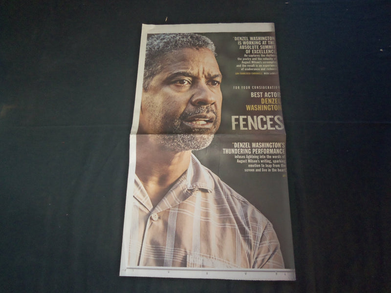 2016 FENCES MOVIE ADVERTISEMENT - DENZEL WASHINGTON - VIOLA DAVIS - NP 4032