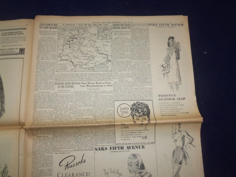 1944 JULY 12 NEW YORK TIMES - ROOSEVELT AGREES TO RUN FOR A FOURTH TERM- NP 6590
