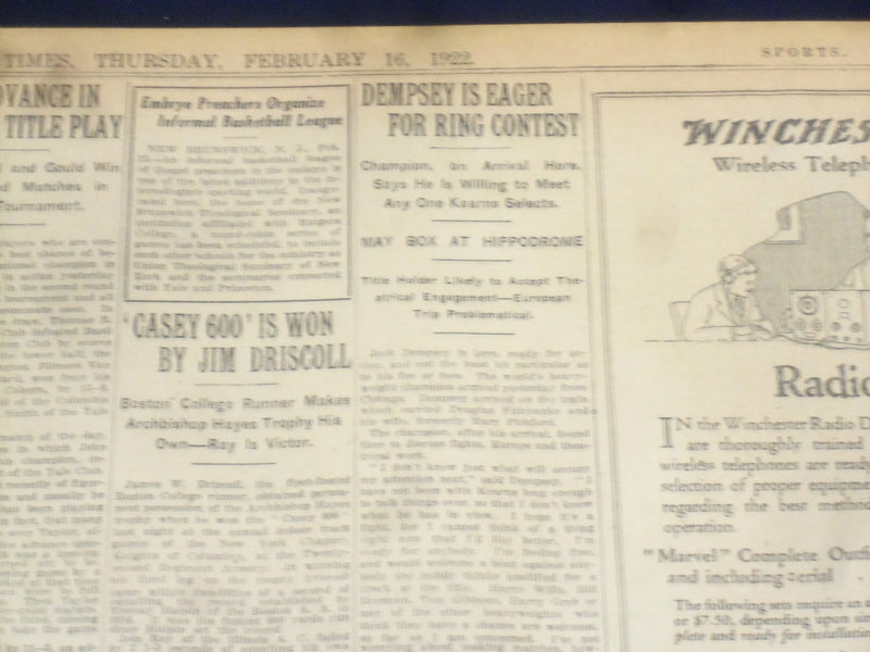 1922 FEBRUARY 16 NEW YORK TIMES - WORLD COURT OPENS IN HAGUE PALACE - NT 9014