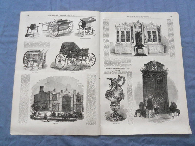 1852 LA ILUSTRACION PERIODICO UNIVERSAL NEWSPAPER - LOT OF 5 - NP 8414