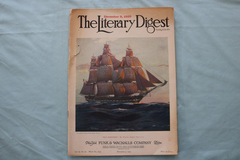 1925 DECEMBER 5 THE LITERARY DIGEST MAGAZINE - OLD IRONSIDES COVER - E 26625