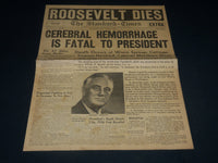 1945 APRIL 12 CEREBRAL HEMORRHAGE FATAL TO PRESIDENT - EXTRA NEWSPAPER - NP 4883