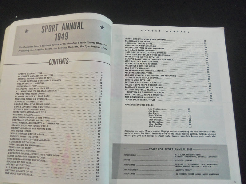 1949 SPORT ANNUAL MAGAZINE - LOU BOUDREAU - JOE LOUIS - DOAK WALKER - J 7732