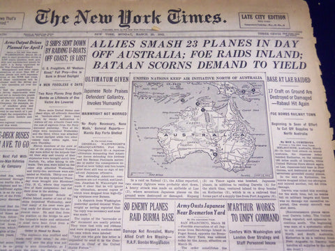 1942 MARCH 23 NEW YORK TIMES - BATAAN SCORNS DEMAND TO YIELD - NT 1209