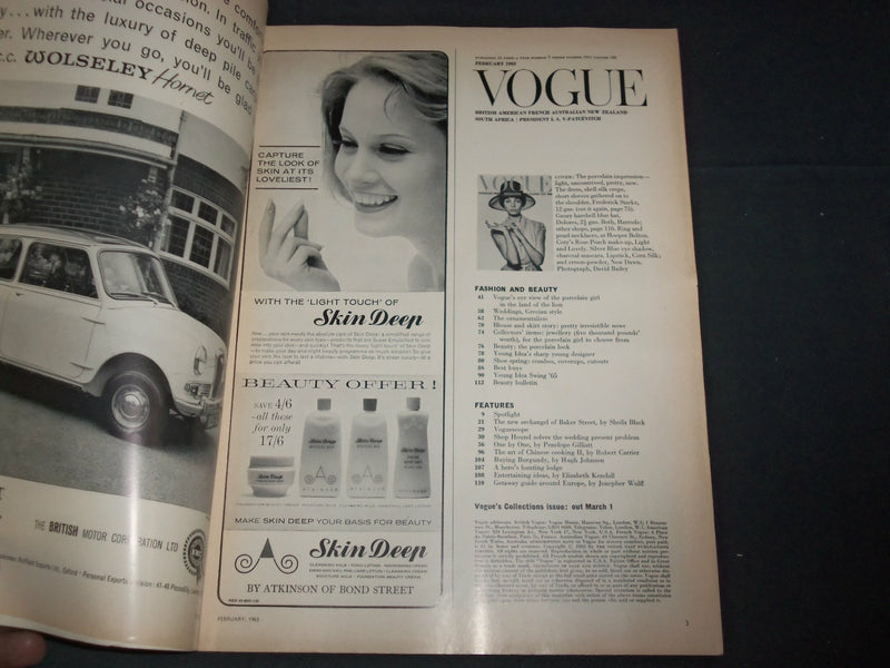 1965 FEBRUARY VOGUE MAGAZINE - SUE MURRAY COVER - BRITISH EDITION - B 5221